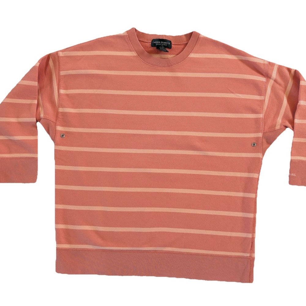 Lauren Jeans Co. Ralph Lauren Striped Oversized Sweatshirt 3/4 Sleeves Small